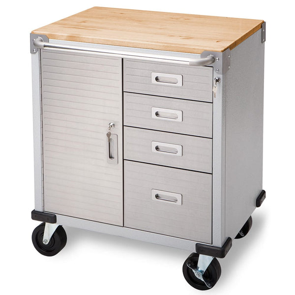 Seville Classics GS - 48” Roll cabinet SEVILLE CLASSICS 4 Drawer Combo Timber Top Roll Cabinet