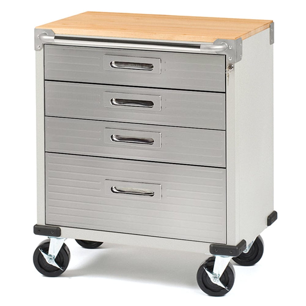 Seville Classics GS - 48” Roll cabinet SEVILLE CLASSICS Ultra HD 4 Drawer Timber Top Mobile Roll Cabinet