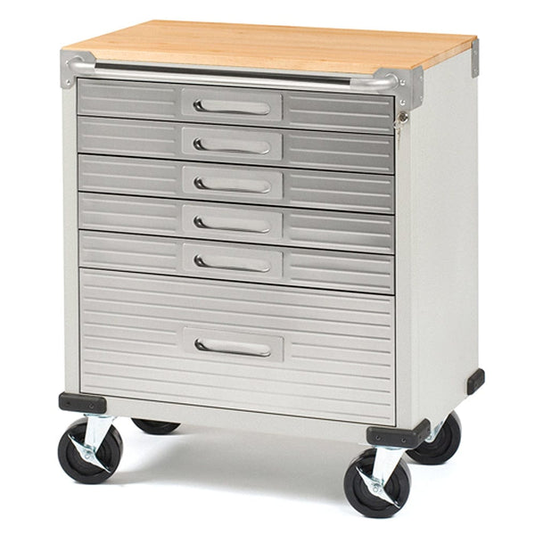 Seville Classics GS - 48” Roll cabinet SEVILLE CLASSICS Ultra HD 6 Drawer Timber Top Roll Cabinet