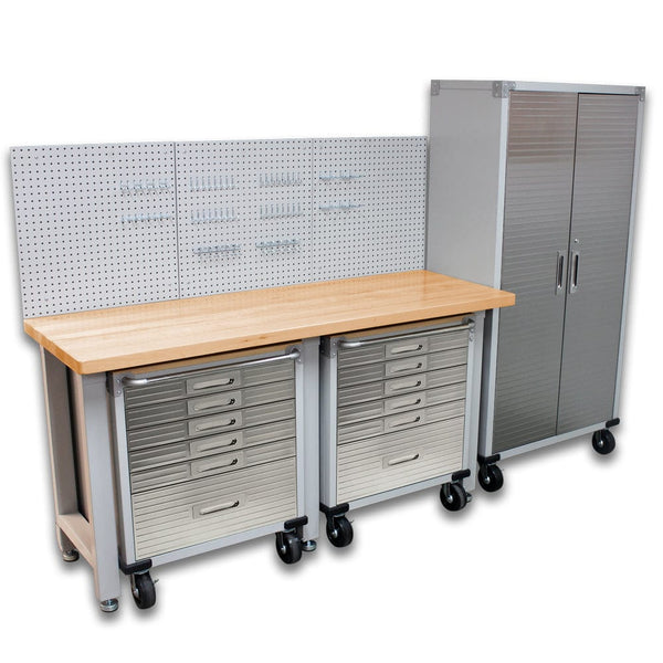 Seville Classics GS - 5 piece SEVILLE CLASSICS Ultra HD Garage Storage System 5 Piece Combination with 6 Drawer Roll Cabinets