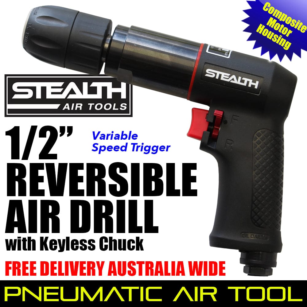 Stealth Air Tools STEALTH 1/2 inch Reversible Air Drill with Keyless Chuck