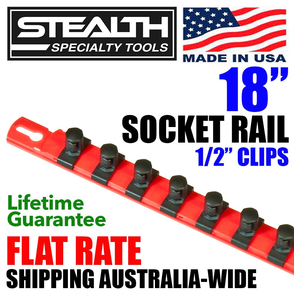 Stealth Speciality Tools Tool Organisers STEALTH 18" Socket Rail with 1/2 inch Twist Lock Clips