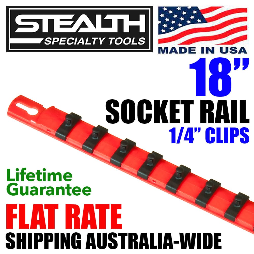 Stealth Speciality Tools Tool Organisers STEALTH 18" Socket Rail with 1/4 inch Twist Lock Clips