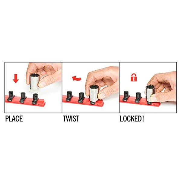 Stealth Speciality Tools Tool Organisers STEALTH 18" Socket Rail with 1/4 inch Twist Lock Clips