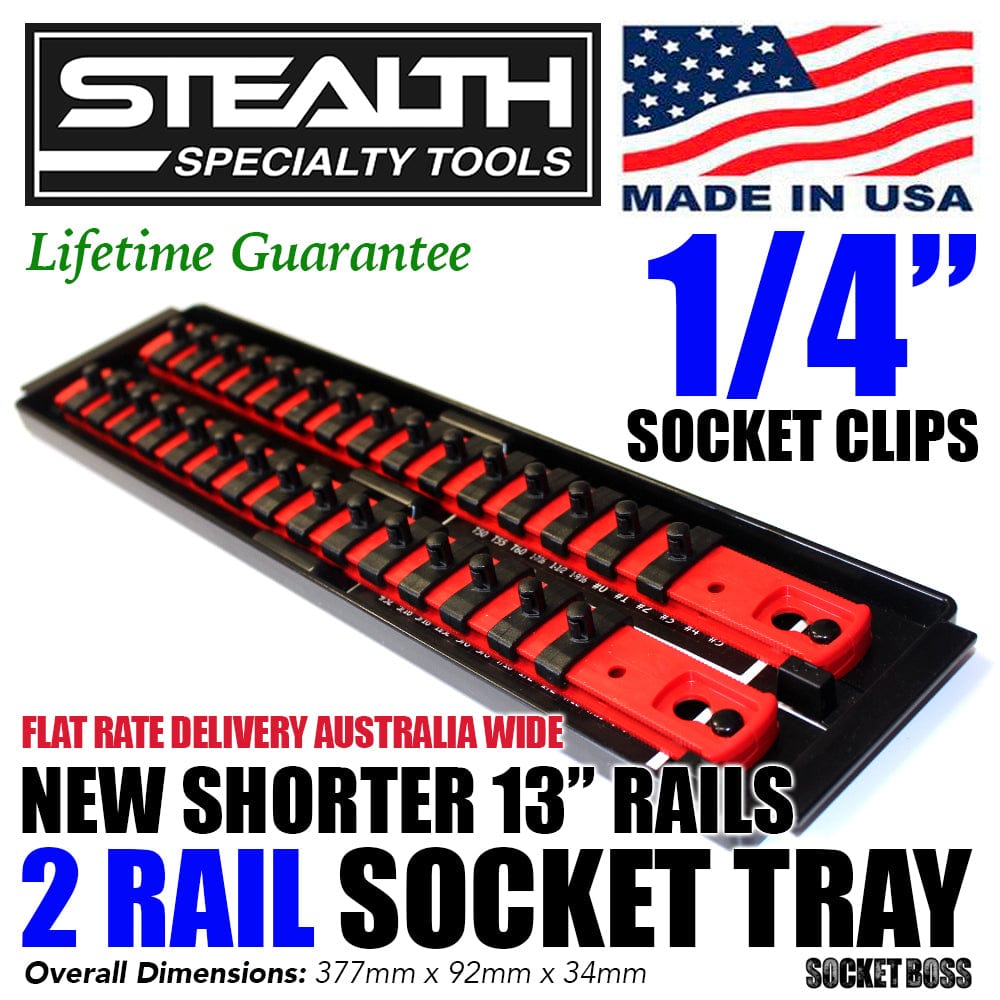 Stealth Speciality Tools Tool Organisers STEALTH 2 x 13" Rail 1/4" Twist Lock Socket Organiser with Tray