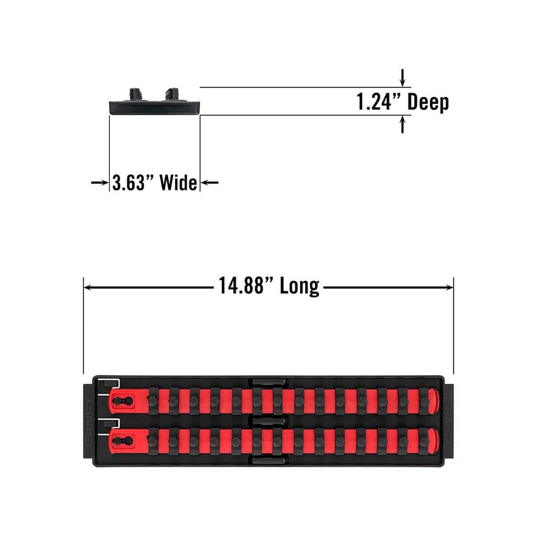Stealth Speciality Tools Tool Organisers STEALTH 2 x 13" Rail 3/8" Twist Lock Socket Organiser with Tray