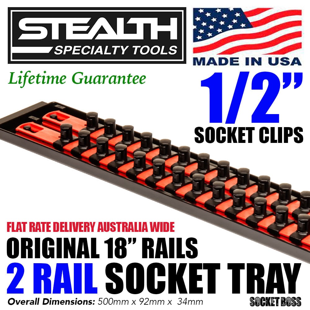 Stealth Speciality Tools Tool Organisers STEALTH 2 x 18" Rail 1/2" Twist Lock Socket Organiser with Tray