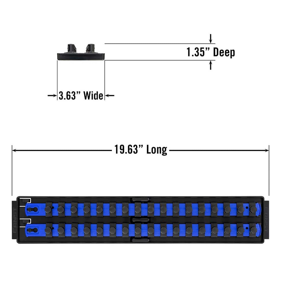 Stealth Speciality Tools Tool Organisers STEALTH 2 x 18" Rail 1/2" Twist Lock Socket Organiser with Tray Blue