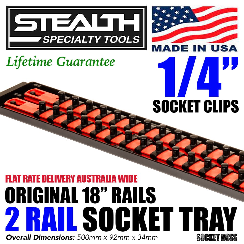 Stealth Speciality Tools Tool Organisers STEALTH 2 x 18" Rail 1/4" Twist Lock Socket Organiser with Tray