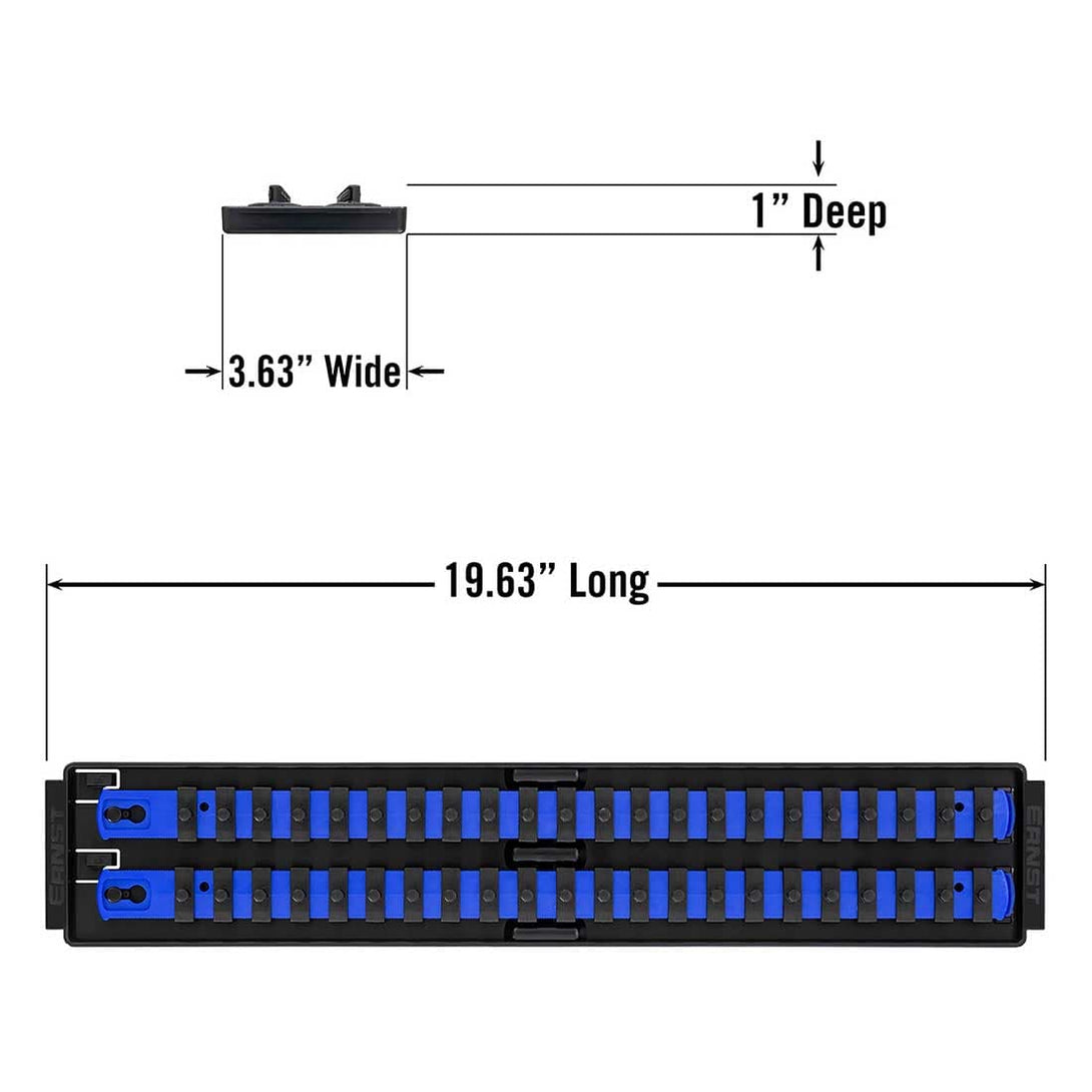 Stealth Speciality Tools Tool Organisers STEALTH 2 x 18" Rail 1/4" Twist Lock Socket Organiser with Tray Blue