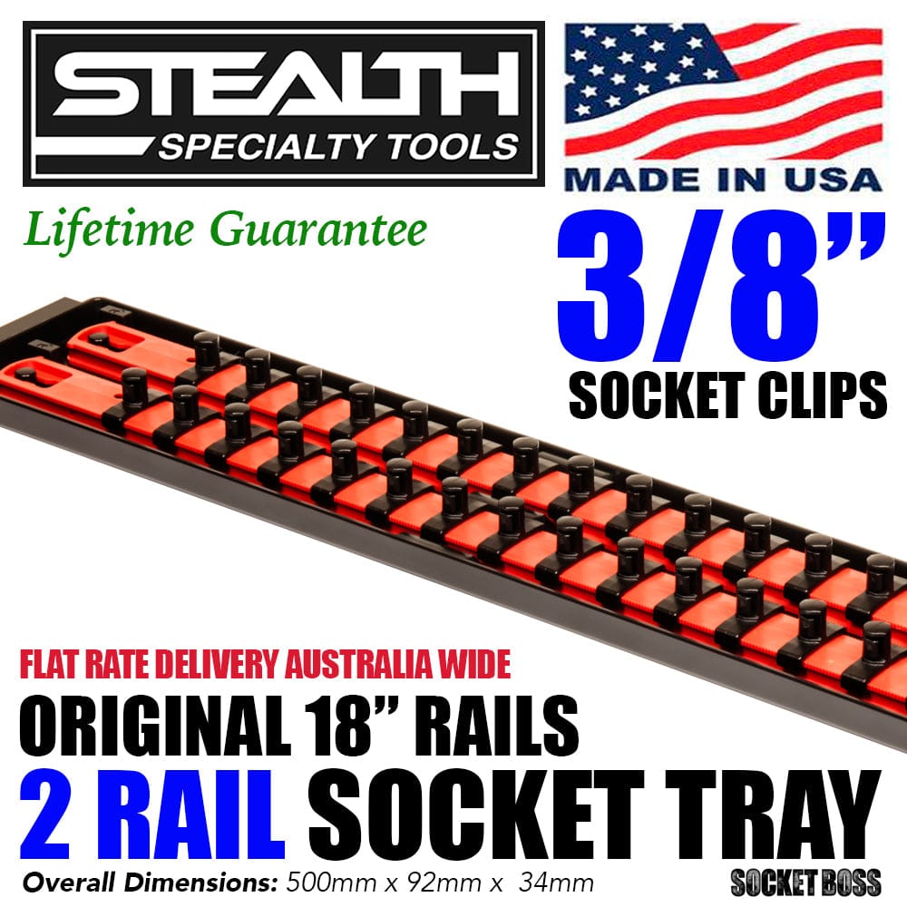 Stealth Speciality Tools Tool Organisers STEALTH 2 x 18" Rail 3/8" Twist Lock Socket Organiser with Tray