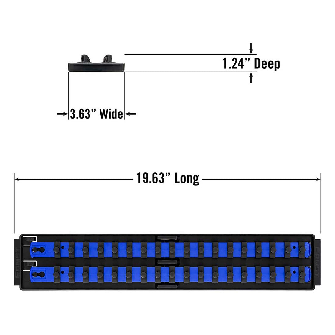 Stealth Speciality Tools Tool Organisers STEALTH 2 x 18" Rail 3/8" Twist Lock Socket Organiser with Tray Blue