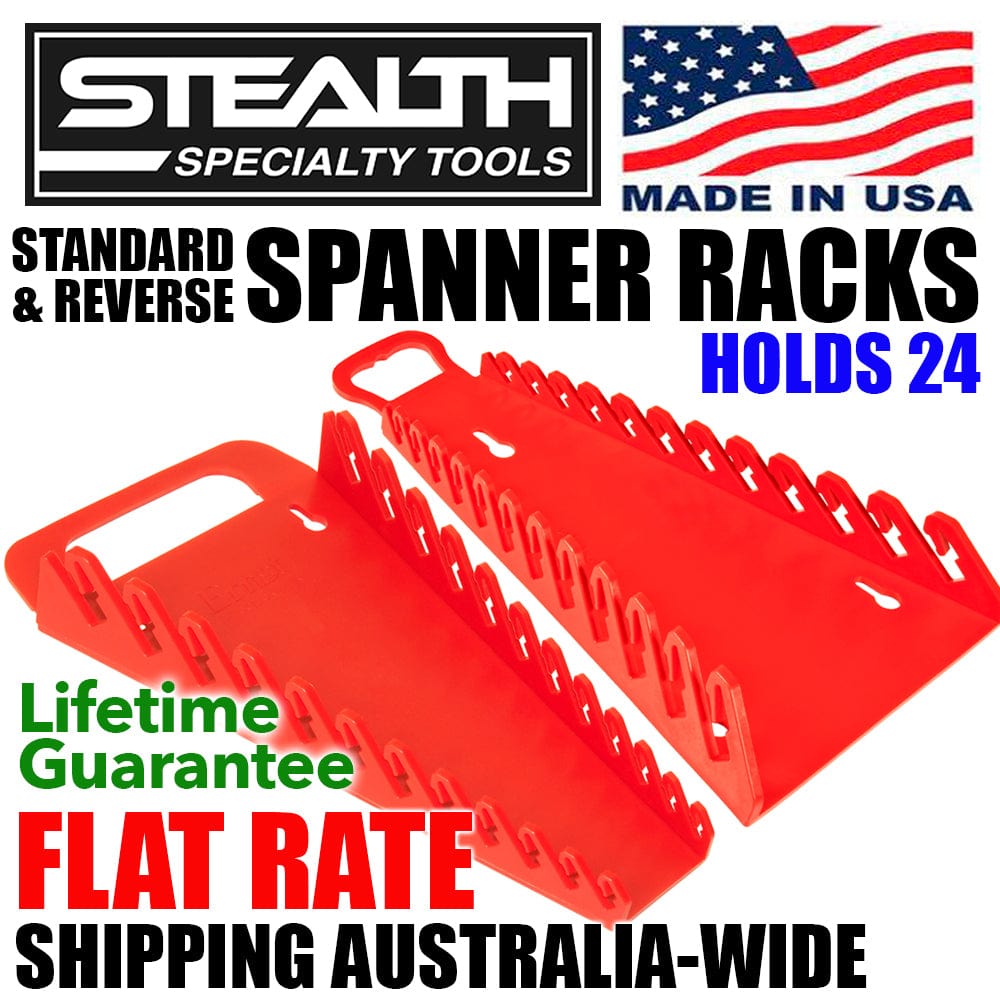 Stealth Speciality Tools Tool Organisers STEALTH 24 Tool Standard and Reverse Gripper Red Spanner Rack Combo