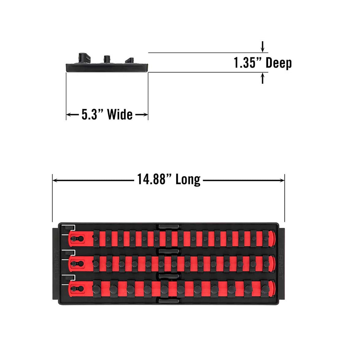 Stealth Speciality Tools Tool Organisers STEALTH 3 x 13" Rail 1/4", 3/8", 1/2" Twist Lock Socket Tray