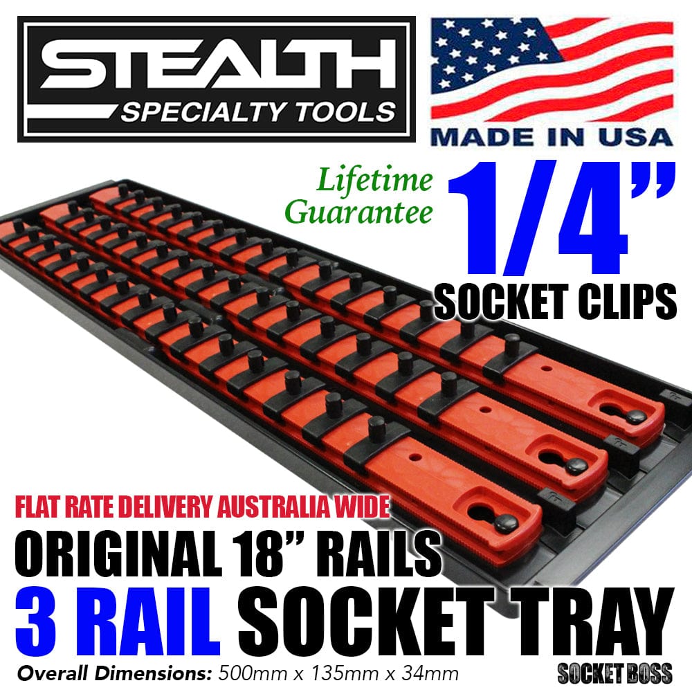 Stealth Speciality Tools Tool Organisers STEALTH 3 x 18" Rail 1/4" Socket Organiser with Tray