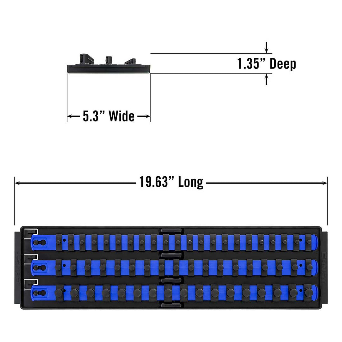 Stealth Speciality Tools Tool Organisers STEALTH 3 x 18" Rails Twist Lock Socket Tray Organiser 1/4", 3/8" 1/2"