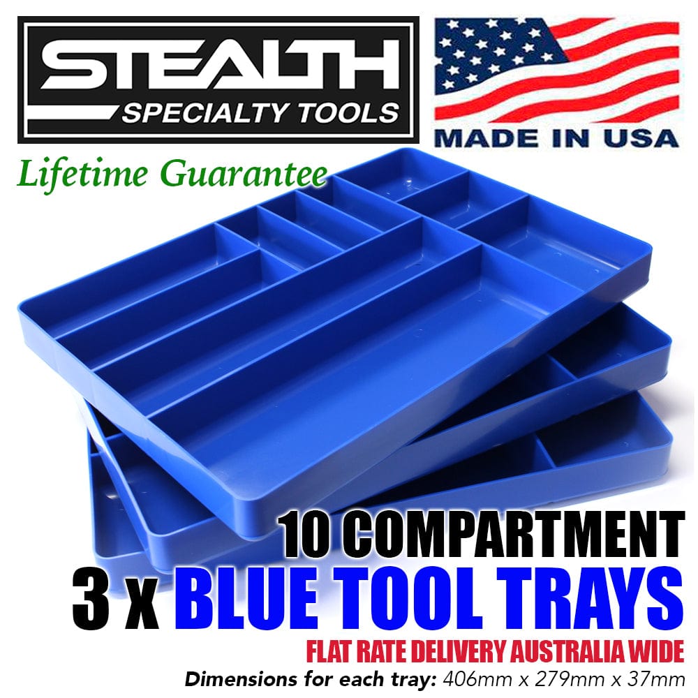 Stealth Speciality Tools Tool Organisers STEALTH Set of 3 x 10 Compartment Blue Tool Trays