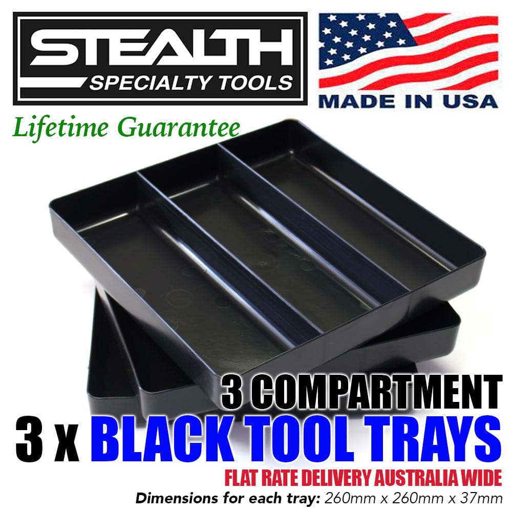 Stealth Speciality Tools Tool Organisers STEALTH Set of 3 x 3 Compartment Black Tool Trays