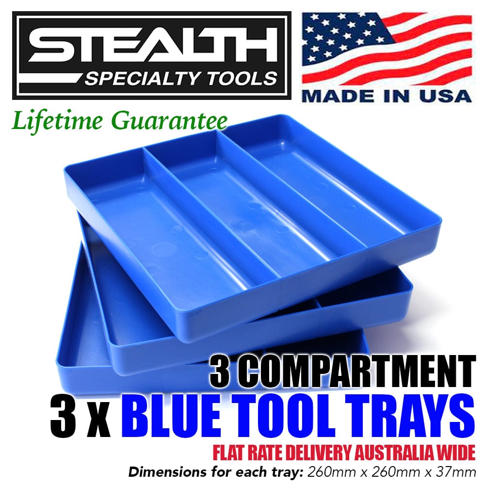 Stealth Speciality Tools Tool Organisers STEALTH Set of 3 x 3 Compartment Blue Tool Trays