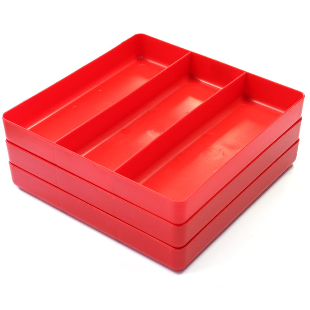 Stealth Speciality Tools Tool Organisers STEALTH Set of 3 x 3 Compartment Red Tool Trays