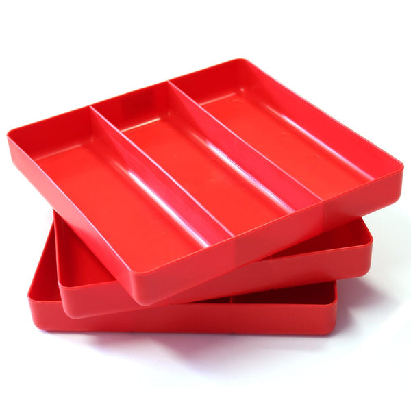 Stealth Speciality Tools Tool Organisers STEALTH Set of 3 x 3 Compartment Red Tool Trays