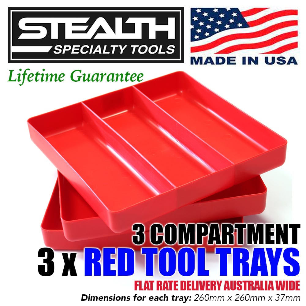 Stealth Speciality Tools Tool Organisers STEALTH Set of 3 x 3 Compartment Red Tool Trays